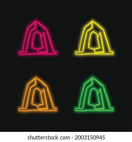Artistic Construction Monument Outline four color glowing neon vector icon