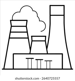 Artistic continuous line art of a power plant symbolizing energy industry sustainability and modern infrastructure design perfect for eco themed vector illustrations