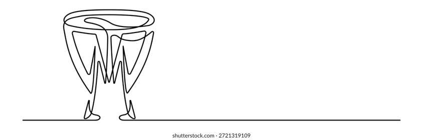 Dibujo artístico de línea continua de instrumentos de percusión de timbales en Vector minimalista