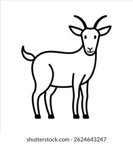Artistic continuous line illustration of a goat front view ideal for minimalist animal sketches rustic farm wall art branding materials and stylish contemporary prints