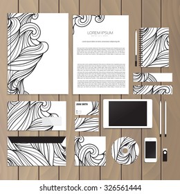 Artistic corporate identity design. Vector floral stationery business concept. 