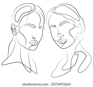 Una pareja artística en la misma fila. Afiche de amor. Dos caras. Una cadena continua de personas demostrando amor. La cara es una línea.