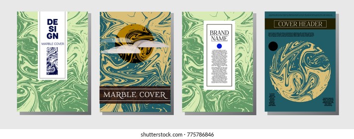 Artistic Cover Design. Cool Marble Texture Set. Ocher, Blue, Green, Yellow, Purple, Orange, Red Hipster Liquid Paint Background. Artistic Cover, Rich Noble Ebru Invitation Design, Marble Texture.