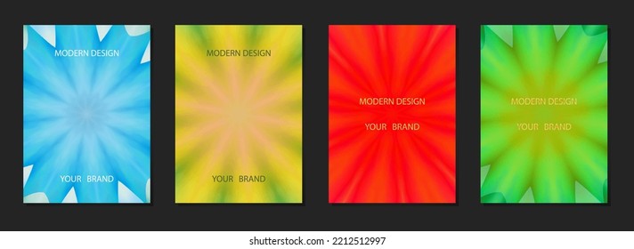 Artistic cover design set, vertical templates. Fractal watercolor abstract colorful pattern. Collection for business background, magazine layout, brochure, booklet, flyer.