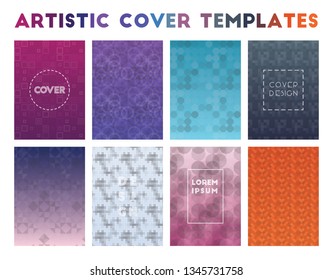 Artistic cover templates with geometric patterns and vibrant colors.