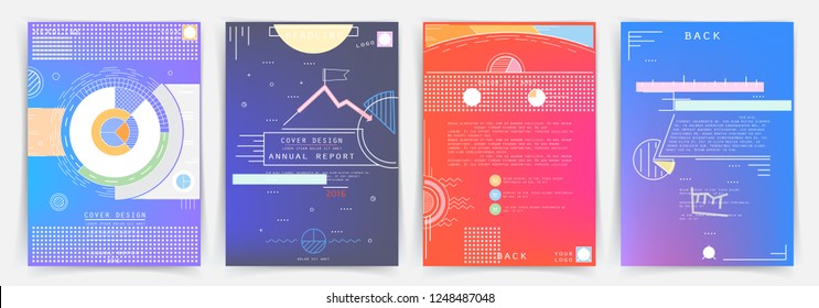 Artistic covers design. Creative colors backgrounds. Trendy futuristic design. Modern abstract covers set. Colorful shapes composition. Eps10 vector.