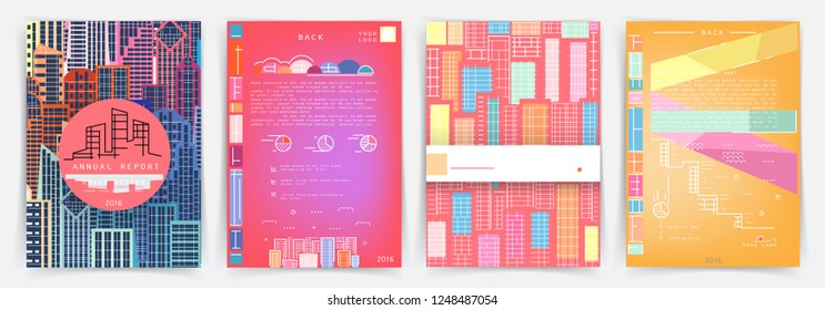 Artistic covers design. Creative colors backgrounds. Trendy futuristic design. Modern abstract covers set. Colorful shapes composition. Eps10 vector.