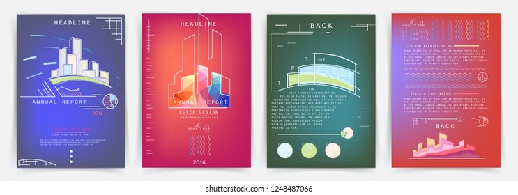 Artistic covers design. Creative colors backgrounds. Trendy futuristic design. Modern abstract covers set. Colorful shapes composition. Eps10 vector.