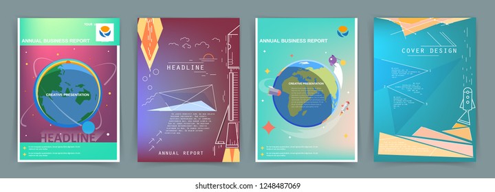 Artistic covers design. Creative colors backgrounds. Trendy futuristic design. Modern abstract covers set. Colorful shapes composition. Eps10 vector.