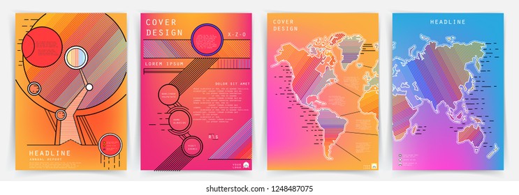 Artistic covers design. Creative colors backgrounds. Trendy futuristic design. Modern abstract covers set. Colorful shapes composition. Eps10 vector.