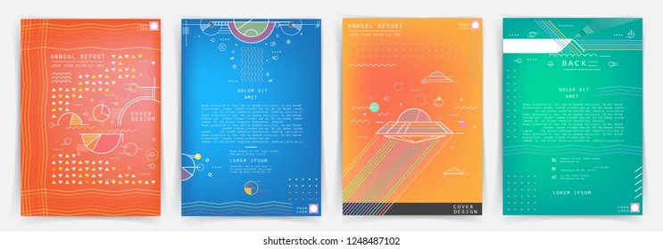 Artistic covers design. Creative colors backgrounds. Trendy futuristic design. Modern abstract covers set. Colorful shapes composition. Eps10 vector.