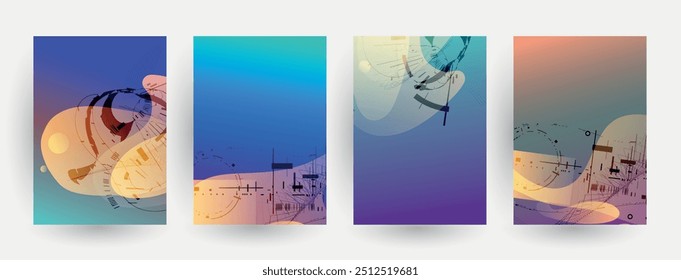 Design de capas artísticas. Planos de fundo de cores criativas. Design futurista moderno