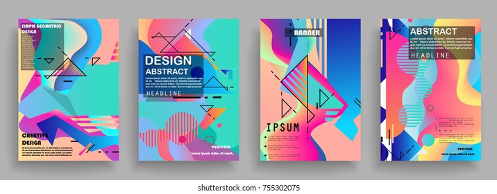 Artistic covers design. Creative colors backgrounds. Trendy futuristic design
