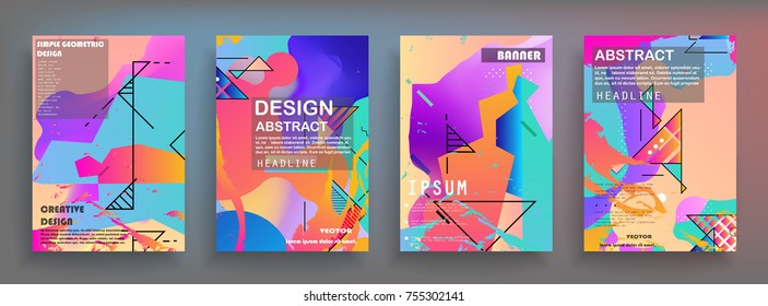 Artistic covers design. Creative colors backgrounds. Trendy futuristic design