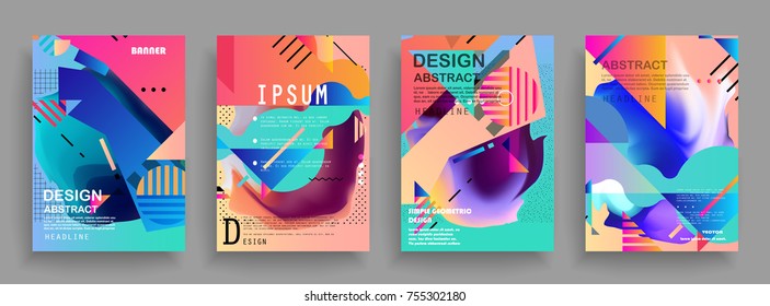 Artistic covers design. Creative colors backgrounds. Trendy futuristic design