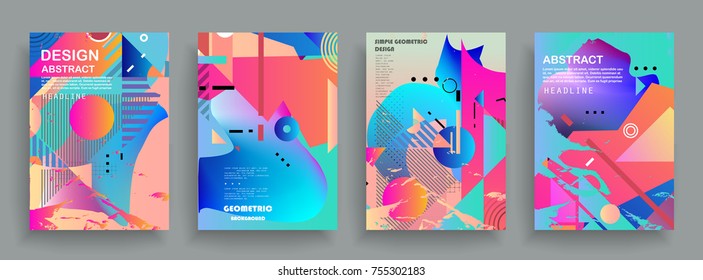 Artistic covers design. Creative colors backgrounds. Trendy futuristic design