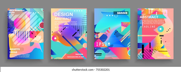Artistic covers design. Creative colors backgrounds. Trendy futuristic design