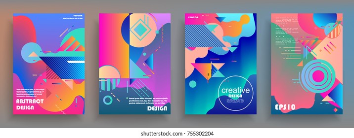 Artistic Covers Design. Creative Colors Backgrounds. Trendy Futuristic Design