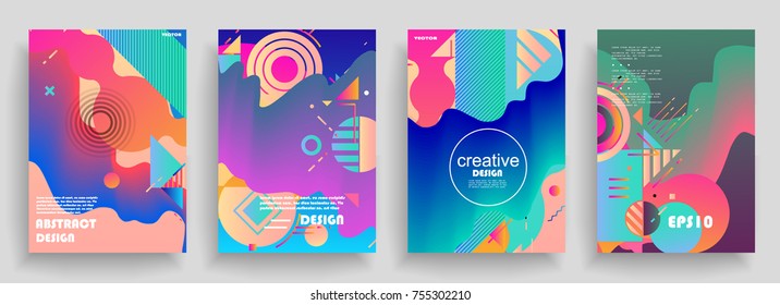 Artistic covers design. Creative colors backgrounds. Trendy futuristic design