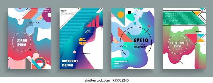 Artistic covers design. Creative colors backgrounds. Trendy futuristic design