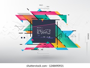 Artistic covers design. Creative geometric backgrounds. Trendy futuristic design. Modern abstract covers. Colorful shapes composition. Eps10 vector.