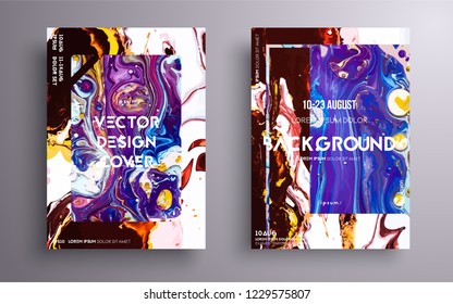 Artistic covers design. Liquid marble texture. Creative fluid colors backgrounds. Applicable for design covers, presentation, invitation, flyers, annual reports, posters and business cards