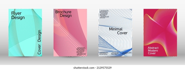 Diseño de cubiertas artísticas. Un conjunto de cubiertas abstractas modernas. Plantilla de diseño moderna. Fondos creativos de líneas abstractas para crear una portada abstracta, pancarta, afiche, folleto de moda.