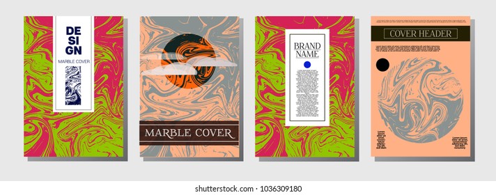 Artistic Covers Set. Marble Texture Background. Modern Oil Paint Blue, Green, Yellow, Purple, Orange, Red Business Templates. Artistic Cover, Rich Noble Ebru Invitation Design, Marble Texture.