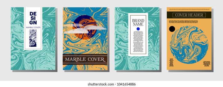 Artistic Covers Set. Marble Texture Template. Ocher, Blue, Green, Yellow, Purple, Orange, Red Ebru Liquid Paint Background. Artistic Cover, Glamour Ebru Invitation Design, Marble Texture.