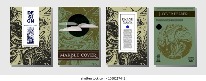 Artistic Covers Set. Marble Texture Template. Reatistic Oil Paint Blue, Green, Yellow, Purple, Orange, Red Business Templates. Artistic Cover, Suminagashi Invitation Design, Marble Texture.