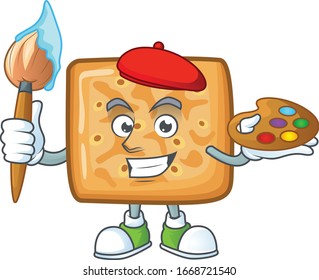 An artistic crackers artist cartoon design using a brush