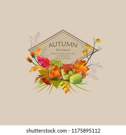 Artistic creative autumn card. Fall vector composition