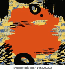 Artistic creative frame with hand drawn shapes and textures.Chinese,japanese templates for invitation.Copy space vector backgraund.Memphis hipster design.Textile,blog decoration, banner,poster,web.