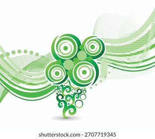  Ilustración vectorial verde creativa artística de la onda del eco