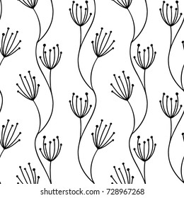 Artistic creative hand drawn autumn fall seamless pattern with doodle cute elements, leaves and floral elements.