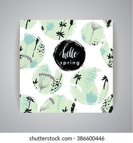 Artistic creative Hand Drawn spring  Design for poster, card, invitation, placard, brochure, flyer. Vector.