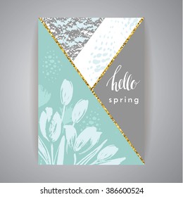 Artistic creative Hand Drawn spring  Design for poster, card, invitation, placard, brochure, flyer. Vector.