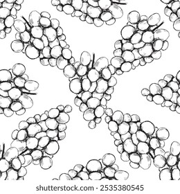 Uma ilustração artística e criativa de uvas com um padrão monocromático cativante