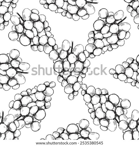 An Artistic and Creative Illustration of Grapes Featuring a Captivating Monochrome Pattern