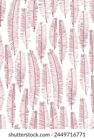 Artistic creative leaf seamless pattern. Modern design.Tropical palm leaves with spring red texture background on white background used for textiles,wallpapers...,