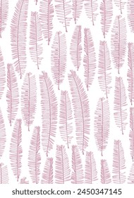 Artistic creative leaf seamless pattern. Modern design.Tropical palm leaves with light and dark pink texture background on white background used for textiles,wallpapers...,