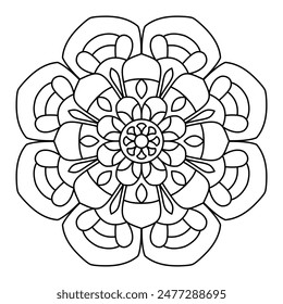 diseño artístico y creativo de mandala para colorear libro, diseño de tatuajes, arte de la pared, arte simple de mandala
