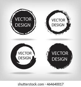 Artistic creative painted circle for logo, label, branding. Black enso zen round. Vector illustration.