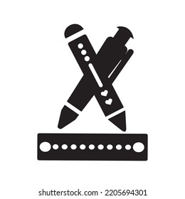 Artistic creative pen ruler icon | Black Vector illustration |