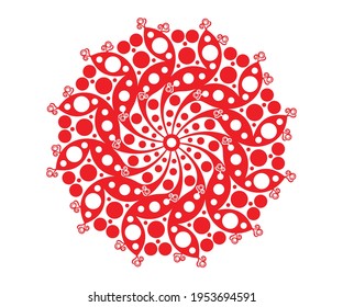 artistic creative red floral circle vector illustration