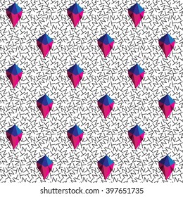 Artistic creative universal background. Minimalistic seamless pattern with geometric 3d crystal.