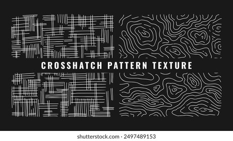 Artistic crosshatch background with monochrome patterns and vintage, grunge texture details.
