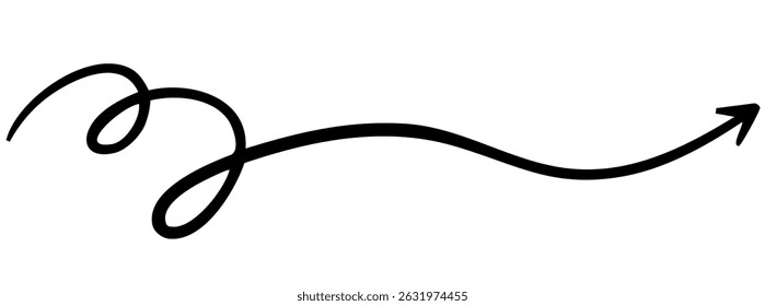 Artistic curled arrow design. Curled arrow element.