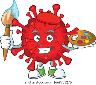 An artistic dangerous coronaviruses artist cartoon design using a brush