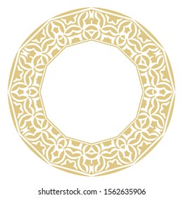 Artistic decorative circular monogram. Linear ancient frames of wedding invitations, greeting cards menu. Vector pattern.